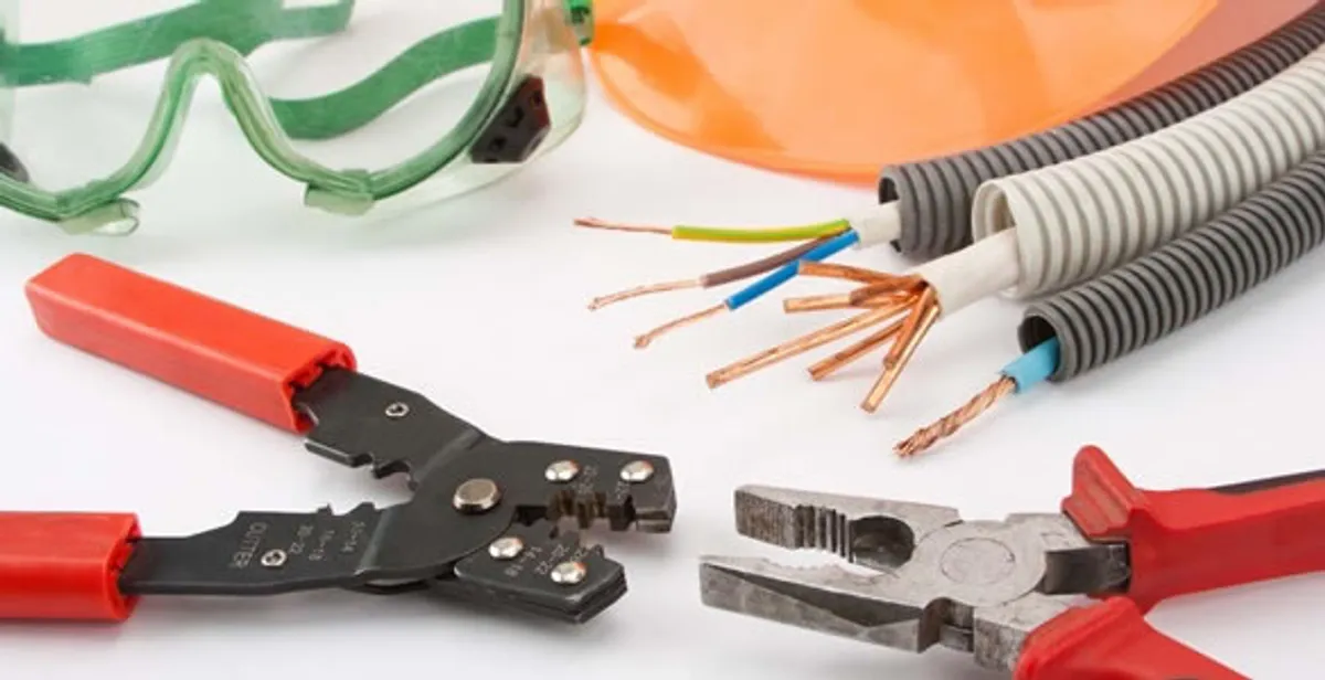 Electrical wiring repair with professional tools and safety equipment in Olive Branch, MS