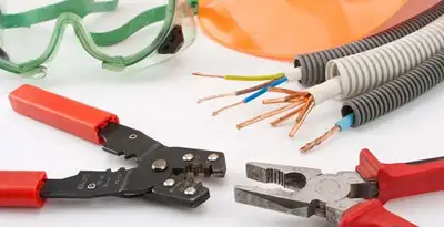 Electrical wiring repair with professional tools and safety equipment in Olive Branch, MS