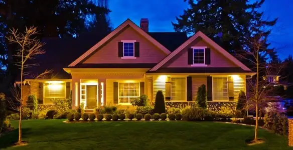 security light installation services illuminating a residential exterior at night in Memphis, TN